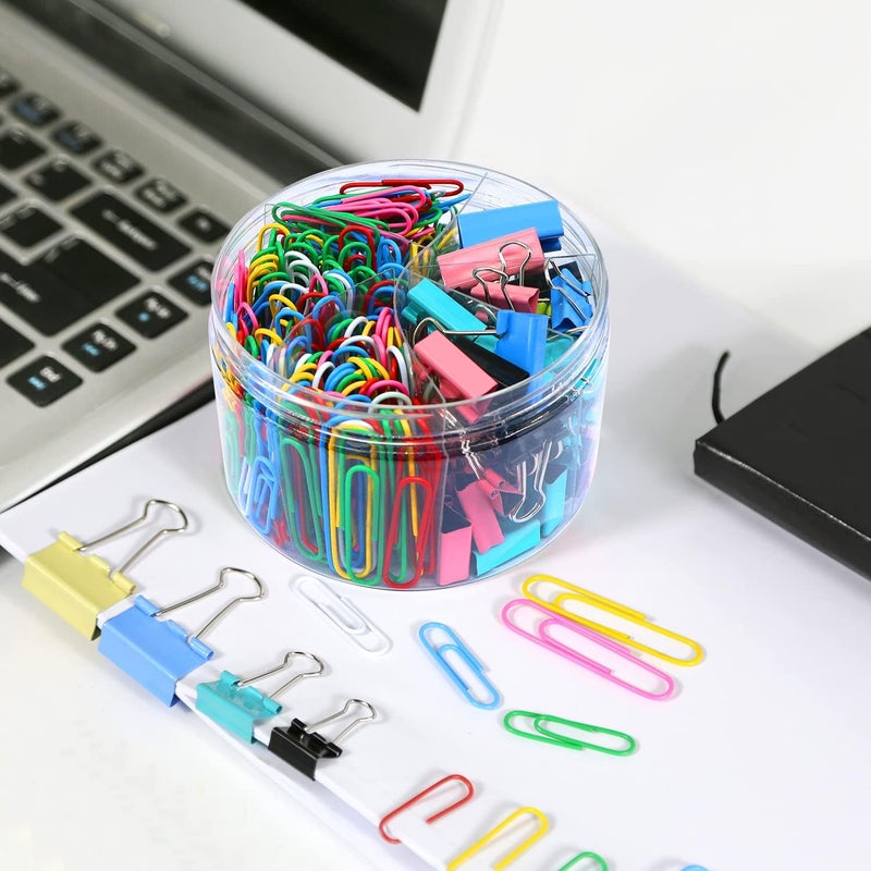 AnutriON Paper Clips Binder Clips, 340PCS Assorted Size Paper Clips and Binder Clips, Colored Paperclips Large Medium Small, Binder Clip and Paper Clip Set for Home School Office Supplies - Image 5